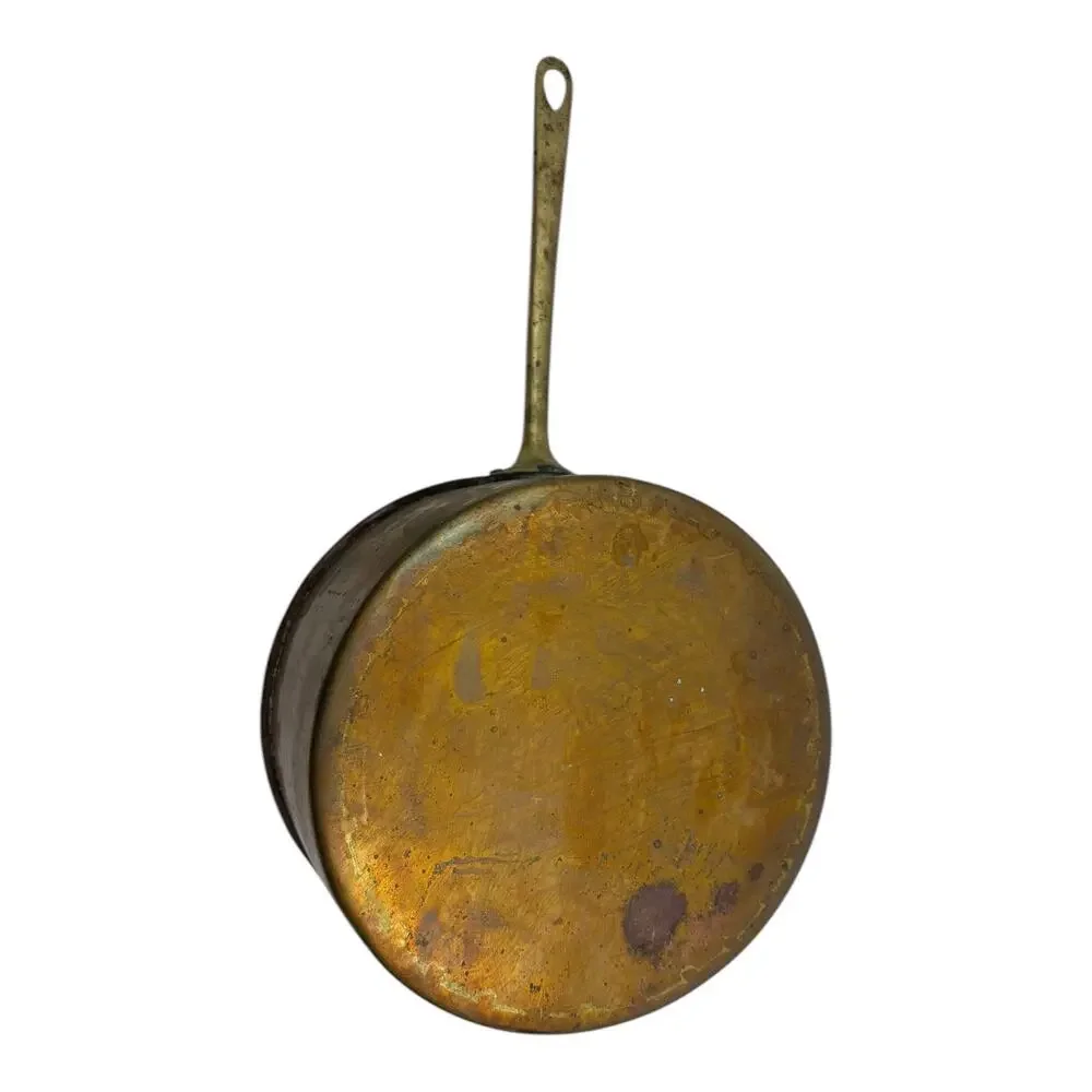 Antique/ Vintage Copper Saucepan with Brass Handle Tin Lined, Hand‎ Riveted